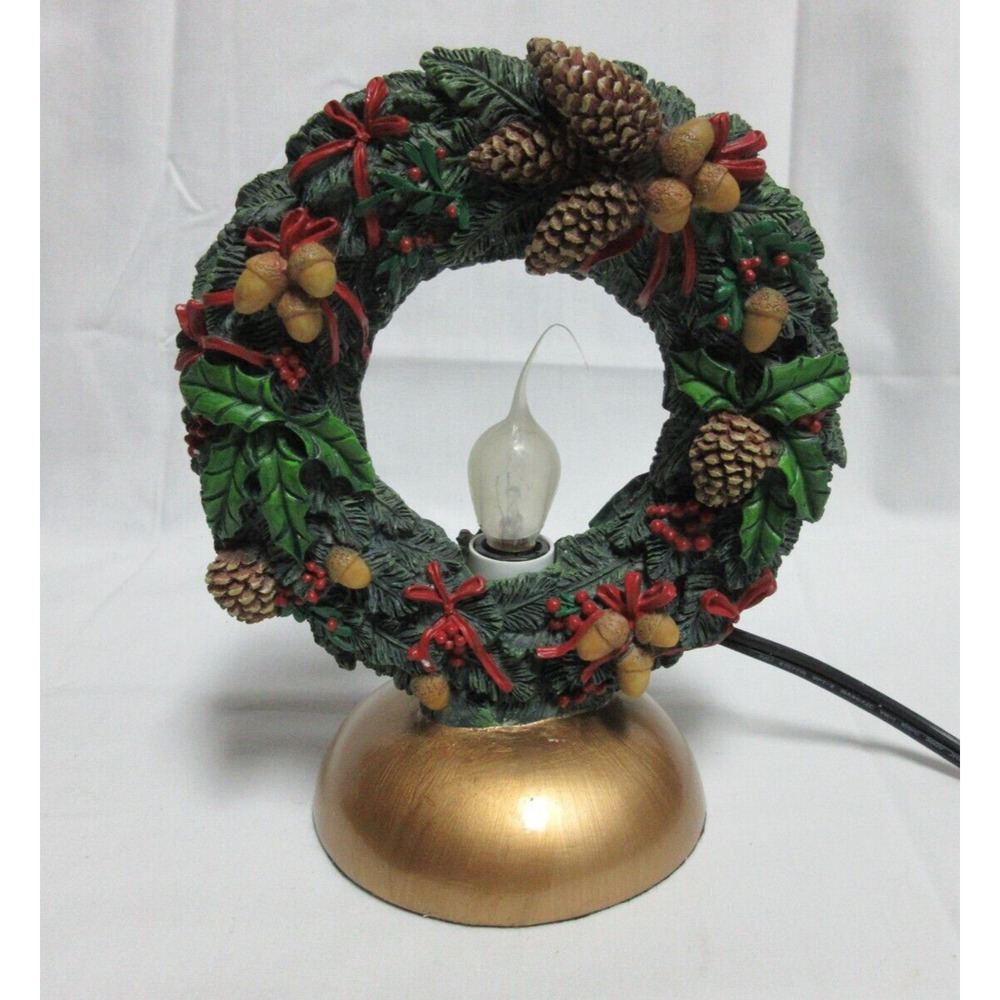 VTG CHRISTMAS/Holiday Wreath Welcome Light by Alsy Lighting FARMHOUSE 8" Tall